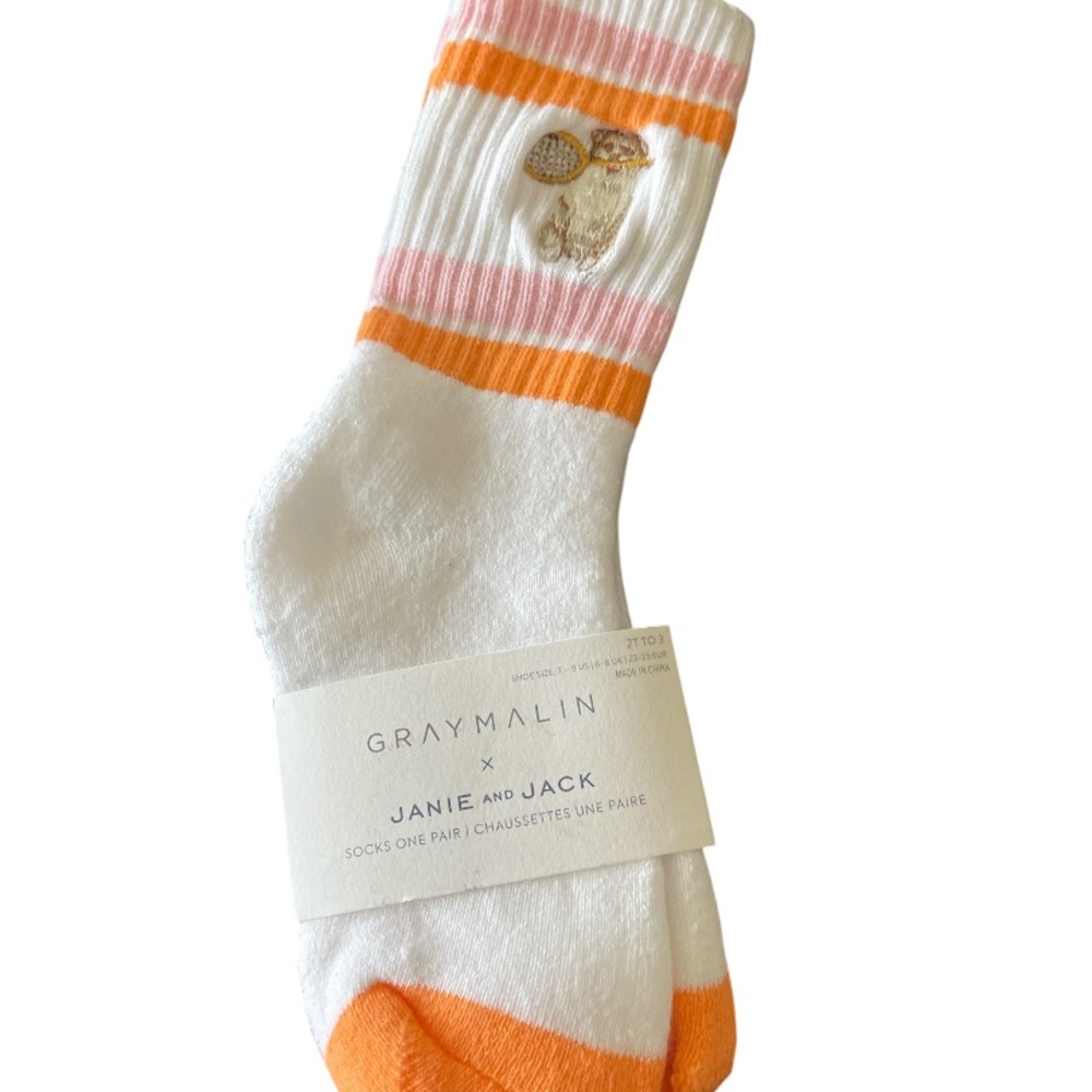 Janie and Jack Pink and Orange Striped Socks